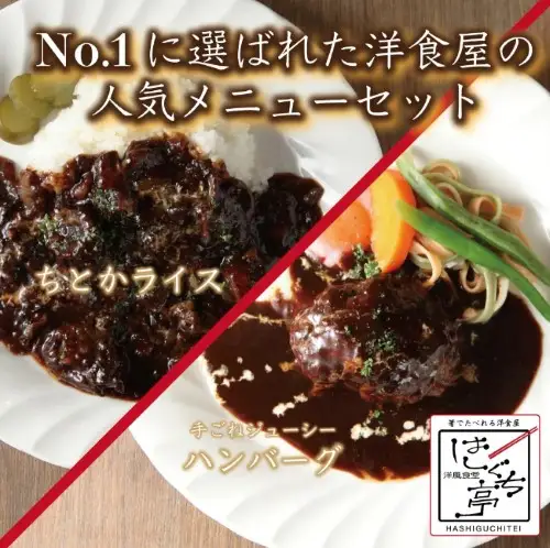 ≪４食まとめて≫はしぐち亭人気メニューセット（ちとかライス＆ハンバーグ）【世田谷みやげ】ハンバーグ ライス パック 個包装 人気 セット デミグラス 冷凍 レトルト ギフト ご自宅用_0047-001-se5