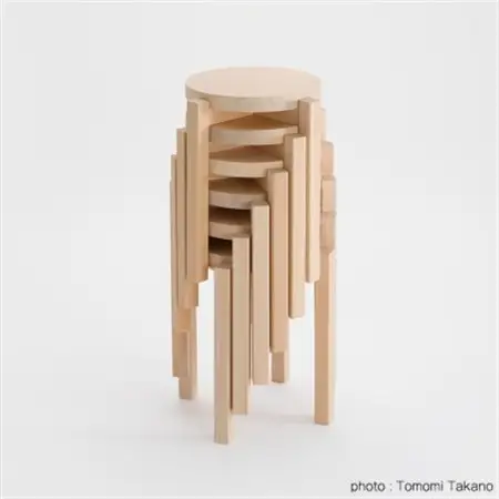 ヒノキのラウンドスツール(ウレタン塗装)　TSUYAMA FURNITURE【1403734】