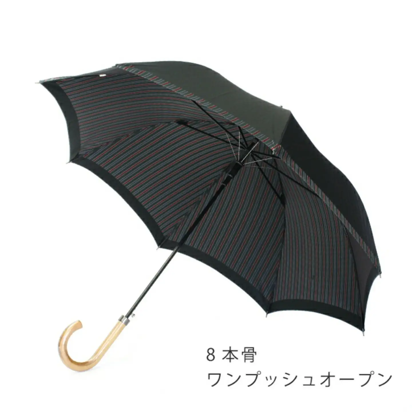 【槙田商店】紳士長傘　Tie Plain×Stripe　GREEN