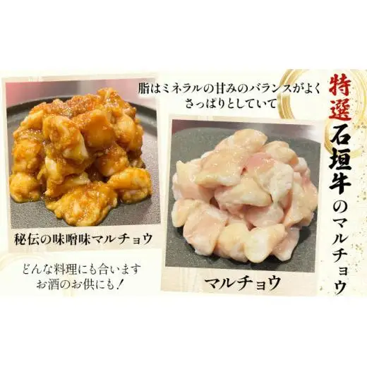 牛スジ500g、マルチョウ300ｇ、味噌味マルチョウ300ｇのよくばりセット 　IM-29