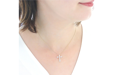 ネックレス K18YG イエローゴールド ダイヤモンド 1.0ct クロス 十字架 1カラット ペンダント 【f020-k18yg】 [株式会社オーダーメイドジュエリーメイ 山梨県 韮崎市 20742954]