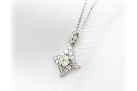 ネックレス プラチナ PT900 ダイヤモンド 1.0ct ベリーライトイエロー ひし形 1カラット ペンダント【f073-pt】 [株式会社オーダーメイドジュエリーメイ 山梨県 韮崎市 20742946]
