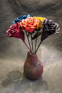 Eterna -Leather Rose- カラー ワインレッド ／ 国産 革 レザー ローズ バラ 造花 アートフラワー 小物 インテリア 記念日 プレゼント 奈良県 葛城市【area001-winered】