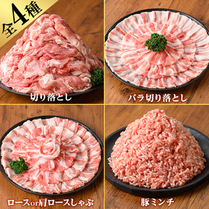 K-309 鹿児島県産豚肉バラエティーセット (計3.8kg) 【TRINITY】霧島市 国産 冷凍 小分け 豚肉 ぶた ブタ 肉 バラ肉 バラ ロース 肩ロース 切り落し ミンチ セット