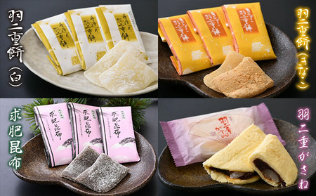 福井の羽二重銘菓詰合せセット 4種（羽二重餅2種（白・きなこ）・羽二重餅がさね・求肥昆布） [023-a023]