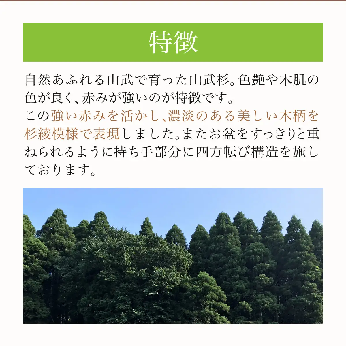 四方転びの盆　杉綾 2枚セット ／ふるさと納税 山武杉 天然木 お盆 トレー お膳 撥水 軽い 自然 ぬくもり 杉 ギフト プレゼント 千葉県 山武市 SMP014
