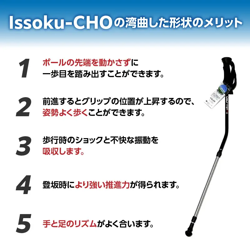 ウォーキングポール Issoku-CHO（1足長） ブラックシルバー 1本 R17007