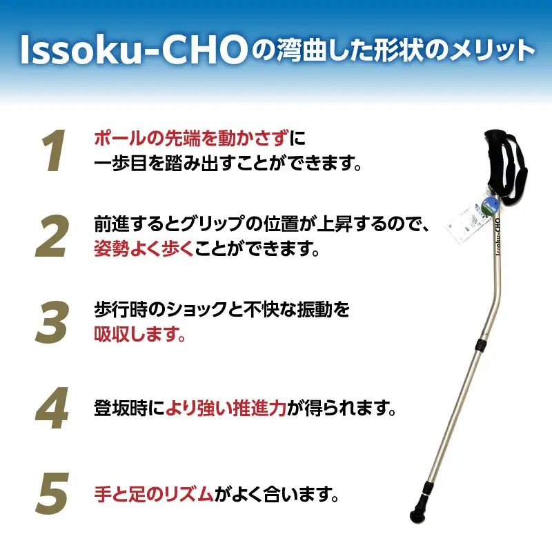 ウォーキングポール Issoku-CHO（1足長） シャンパンゴールド 1本 R17008