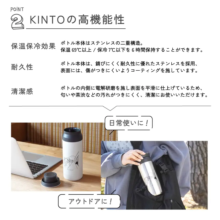 富士吉田市 オリジナル KINTOタンブラー ホワイト  オリジナル タンブラー 500ml KINTO 高機能性 SAIKI OBATA