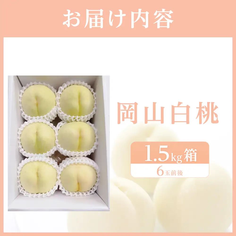 岡山白桃　約1.5kg（6玉前後）