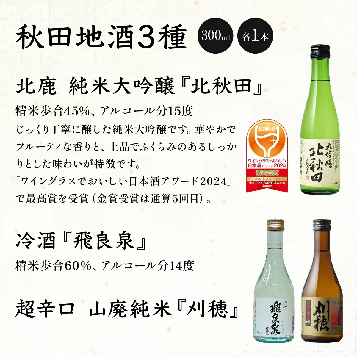 秋田地酒3種と徳久利・ぐいのみ2個セットと割烹美さわ比内地鶏鶏もつ缶詰セット　300P4001