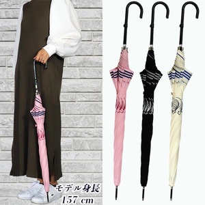 晴雨兼用傘 レディース 長傘 大きめ シャンデリア プリント 手開き 165207 ホワイト ／ まちづくり観光振興機構 UV防止加工 紫外線対策 全天候型 奈良県 田原本町