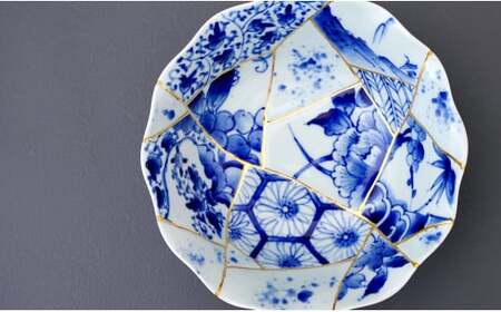 有田焼 金継手陶片紋 大鉢 職人舎  【伝統工芸士・いしはら陶工舎 石原豊孝】食器 器 うつわ 大皿 伝統工芸 陶片 金継ぎ 金彩 手描き 工業組合 A120-35