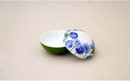 有田焼 ボンボニエール（ガーベラ / ブルー系） 職人舎 【伝統工芸士・松尾せつ子】食器 器 うつわ 染付 花柄 ジュエリーボックス 菓子箱 伝統工芸 手描き ブルー 青 工業組合 A120-37