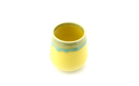 【波佐見焼】Folk Design 片口酒器・盃 黄地緑釉流し 2点セット【玉有】[IE56]