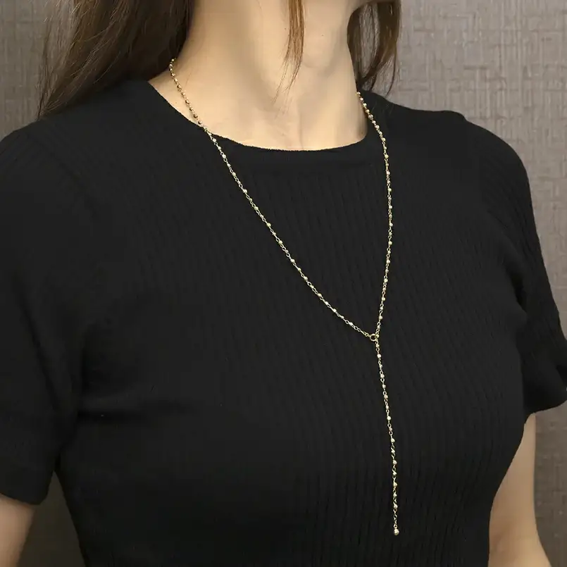 18金 ネックレス チェーン 70cm ロングネックレス チェーンのみ ラリエット ゴールド 18k イエローゴールドK18 地金 ミラーボール ジュエリー ギフト プレゼント 人気 普段使い シンプル 贈り物 241017an400n SWAA205