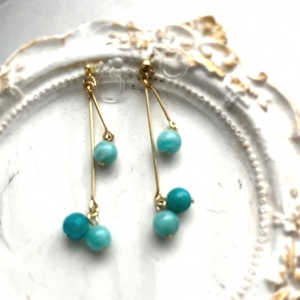 まるでピアスのようなイヤリング＊アマゾナイト [1557]