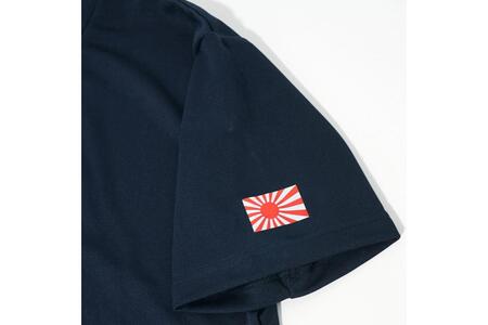Tシャツ【左腕 軍艦旗】自衛隊グッズ ワンポイント 旭日旗　ネイビー　Sサイズ ku091-079-s-r