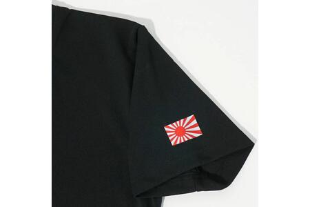 Tシャツ【左腕 軍艦旗】自衛隊グッズ ワンポイント 旭日旗　ブラック　３Lサイズ ku091-080-3l-r