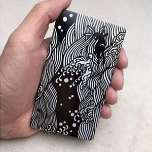 名刺ケース ジュラルミン削り出し＜波にうさぎ＞BLACK