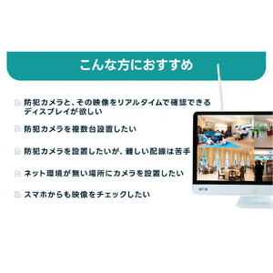 Par16インチ液晶録画装置2TB&300万画素屋外防犯カメラ1台セット