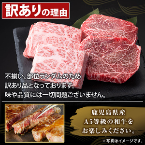 K-473-A ＜訳あり＞鹿児島県産A5等級黒毛和牛不揃いカットステーキ(計400g)【ふるさと産直バザール】霧島市 不揃い 部位ミックス ランダム 牛肉 国産 鹿児島県産 肉 精肉 ワケアリ