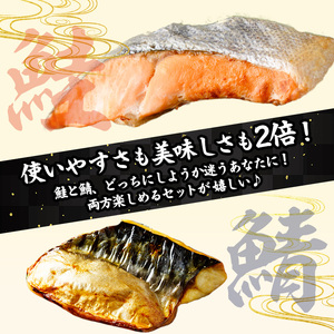 ＜訳あり＞ 甘塩 銀鮭と骨取りサバの切り落としセット(合計1kg・500g×各1袋) 小分け 魚【KI-25】【イチマル食品加工】