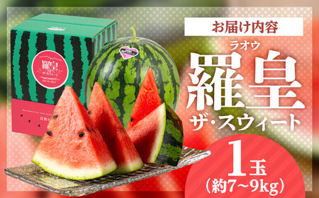 【先行予約】日田西瓜（すいか）【羅皇ザ・スウィート：1玉 7〜9kg】 スイカ[AREW002]
