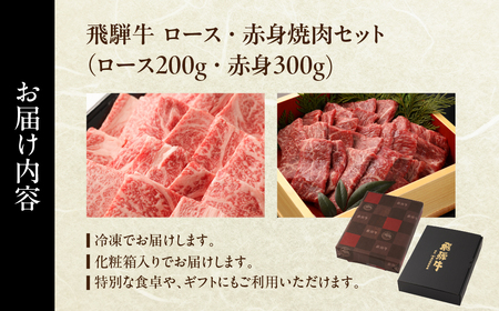 飛騨牛ロース・赤身焼肉セット（ロース200g・赤身300g）計 500g【22-44】