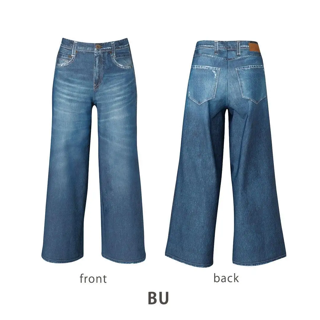 【ワコール/カルソン】まるでデニム ワイド レディス＜Mサイズ/BU＞