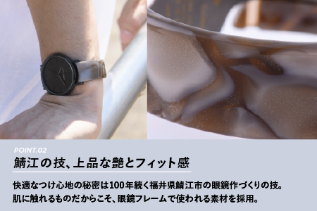 鯖江発！眼鏡職人が作った新感覚の腕時計 バングルウォッチ40　（バングル＋ウォッチ本体）グレーマーブル