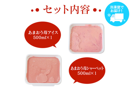 プレミアムあまおうジェラート2種セット 500ml×2 合計1000ml 苺 イチゴ 氷菓 スイーツ アイス シャーベット 冷凍 福岡県産 送料無料