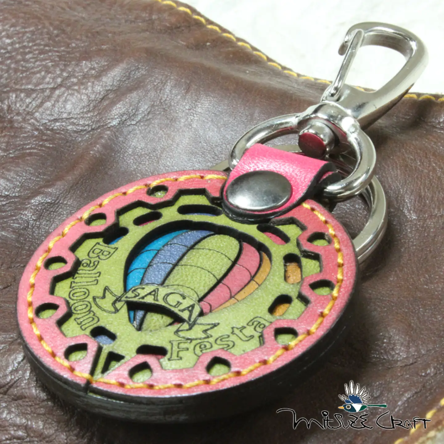 革製レーザーカットのキーホルダー「 アートキー・アリーナ」 佐賀インターナショナルバルーンフェスタ キーホルダー 革製品 雑貨：B110-047