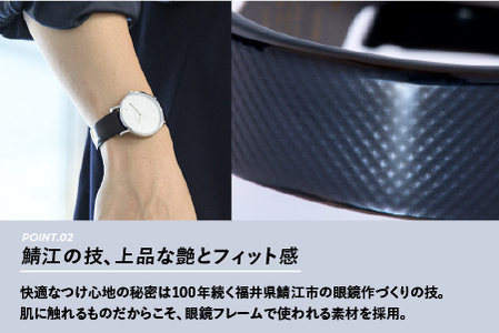 鯖江発！眼鏡職人が作った新感覚の腕時計 バングルウォッチ40　（バングル＋ウォッチ本体）カーボンパターン
