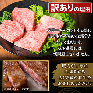 K-479-A ＜訳あり＞鹿児島県産A5等級黒毛和牛不揃いロースミニステーキ(計240g) 【ふるさと産直バザール】霧島市 牛肉 国産 鹿児島県産 赤身肉 不揃い ワケアリ ロース ステーキ 肉 精肉