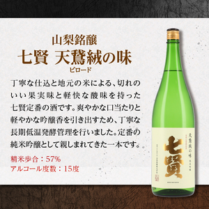 七賢 【天鵞絨(ビロード)の味　純米吟醸】＆武の井 【純米吟醸　ひとごこち】純米吟醸一升瓶セット 【七賢】 日本酒 純米吟醸 1800ml 一升瓶 2本 セット 七賢 天鵞絨(ビロード)の味 武の井 ひとごこち 酒 プレゼント ギフト 贈り物 家飲み 贈答 母の日 父の日 山梨県 北杜市 [h169]