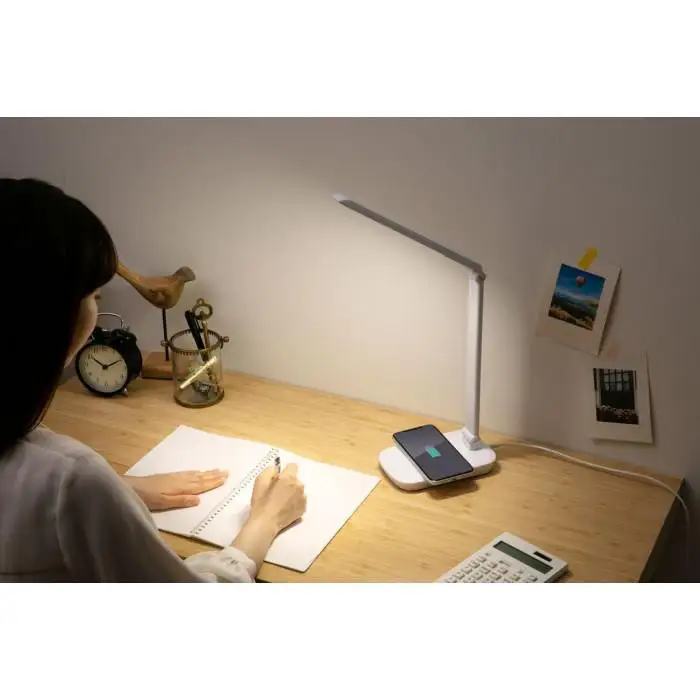 LEDデスクライトQi充電シリーズ 平置きタイプ 調光　LDL-QFD-W　ホワイト 　 一人暮らし ひとり暮らし 　 　 　