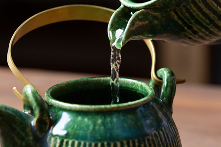 お茶 ティーセット 茶器セット 織部釉 土瓶 湯冷まし(片口) 汲出し湯呑み5個 [抱星窯 長崎県 東彼杵町 hs42bag390000]