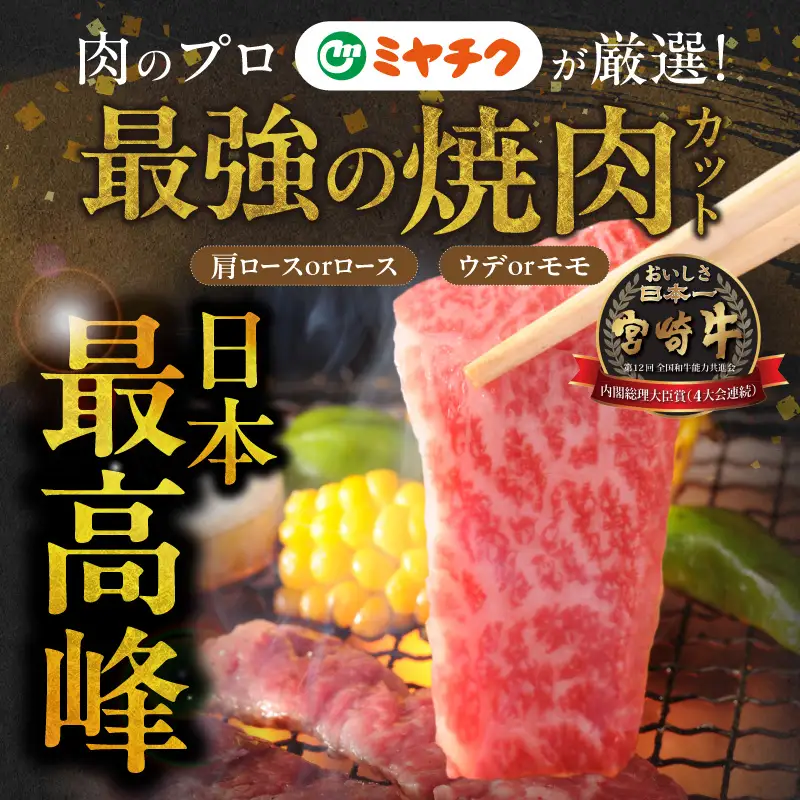 畜産農家応援! 宮崎牛焼肉2種セット500g×2パック_19-N2-002-1000_(都城市) 宮崎牛 肩ロース又はロース ウデ モモ 焼肉 500g
