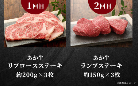 【全6回定期便】【GI認証】くまもとあか牛 食べ比べ A リブロース ランプ 三角バラ ミスジ ステーキ 赤身モモブロック リブローススライス[AYCQ032]