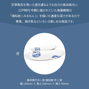S026-051_天草 高浜焼カヌー皿 中2枚 計2枚入りセット（青）