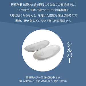 S026-054_天草 高浜焼カヌー皿 中2枚 計2枚入りセット（シルバー）