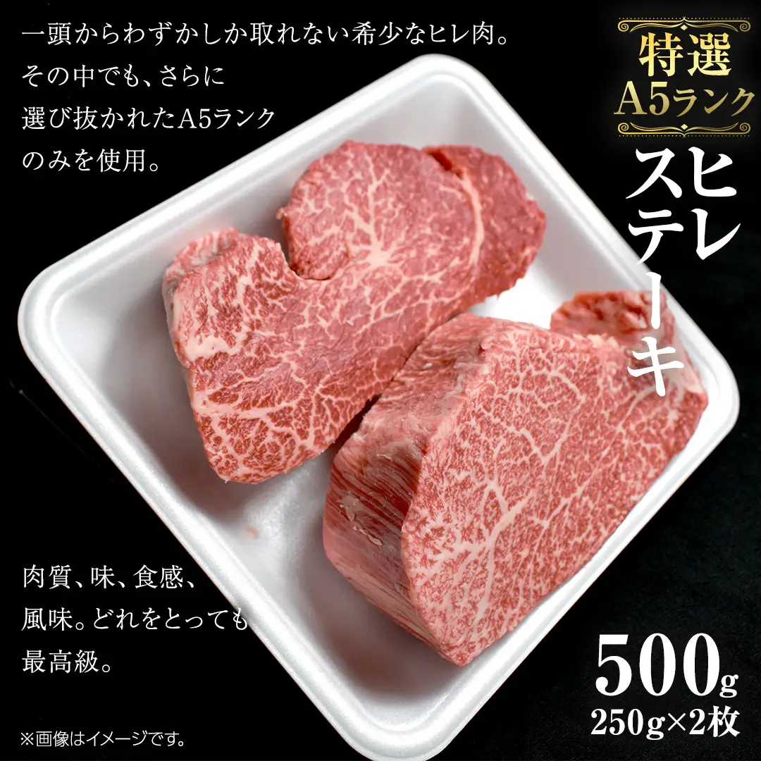 【 常陸牛 特選 A5 】 ヒレ ステーキ 250g × 2枚 (合計 500g )（茨城県共通返礼品）茨城県産 牛ヒレ肉 牛肉 ヒレ 牛ヒレ ステーキ 常陸牛 藤井商店 [CD071sa]