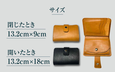 【牛革】　折り財布（キャメルorブラック）長与町/グッピーサウンド[EBG018] 