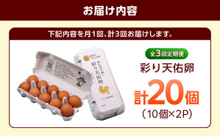 卵 平飼いたまご 彩り天佑卵 20個 [AIDL012] 3回定期便 