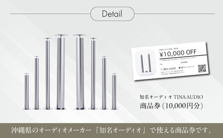 知名オーディオ TINA AUDIO 商品券 （10000円分） 商品券 券 商品 チケット ギフト 沖縄市 / 有限会社知名御多出横 おすすめ 日本生産 国内生産 沖縄 沖縄県産 高級 [BCAB005]