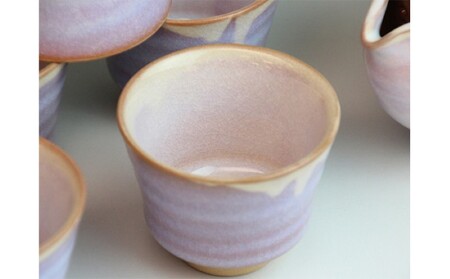 萩焼 萩むらさき朝顔茶器揃