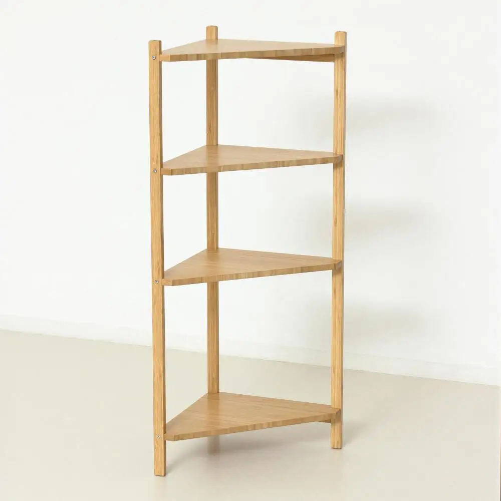 Bamboo コーナーラック4段 ナチュラル 約幅34×奥行34×高さ99cm AKU1044765