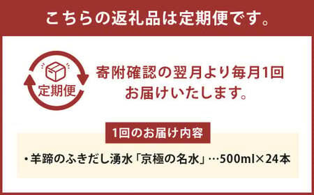 【6回定期便】羊蹄のふきだし湧水 「京極の名水」 500ml×24本 （1ケース） 軟水 水 みず ペットボトル 国産 定期便 北海道 京極町