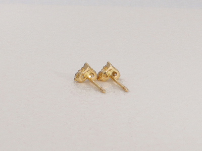 【K18】 ダブルハートのダイヤモンドピアス 【PE-2367】